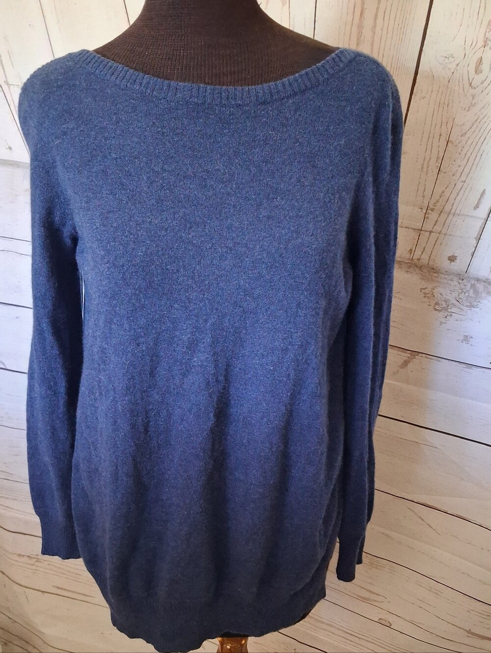 Raffi Off-the-Shoulder Navy/Dark Denim Blue Cashmere Sweater Poncho Small